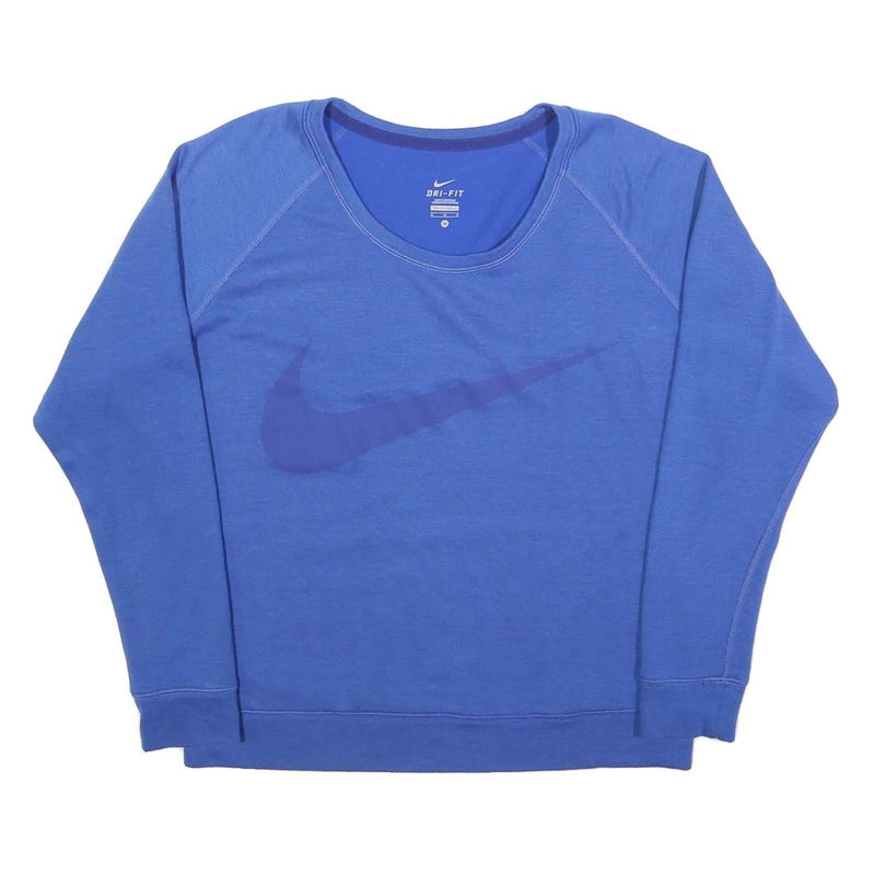NIKE Womens Blue Sweatshirt Crew Neck M Cotton Blend Lightweight Sportswear