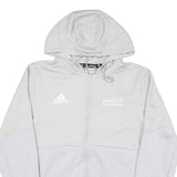 ADIDAS Mens White Polyester Blend Zip Hoodie Jacket M Plain Casual Sportswear