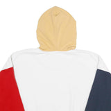 KARL KANI Womens Beige & White Hoodie S Colour Block Cotton Blend Casual