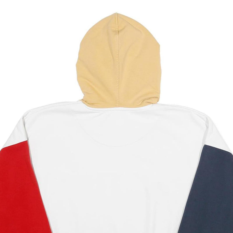 KARL KANI Womens Beige & White Hoodie S Colour Block Cotton Blend Casual