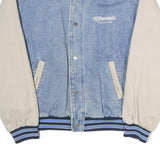 THE NORTH FACE Womens Blue & Cream Button Cotton Denim Baseball Jacket L Casual