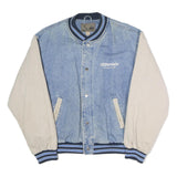 THE NORTH FACE Womens Blue & Cream Button Cotton Denim Baseball Jacket L Casual