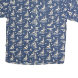 EDDIE BAUER Mens Blue Boat Print Cotton Short Sleeve Shirt L Casual Summer