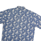 EDDIE BAUER Mens Blue Boat Print Cotton Short Sleeve Shirt L Casual Summer
