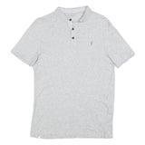 ALL SAINTS Womens Light Grey Short Sleeve Plain Polo Shirt S Cotton Blend