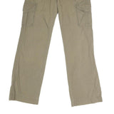 Womens Cotton Blend Beige Regular Fit Cargo Trousers W32 L31 Button Closure