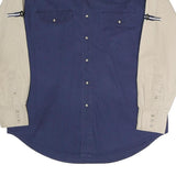 EXPRESS RIDER Mens Beige & Blue Western Shirt L Cotton Blend Casual Button-Up