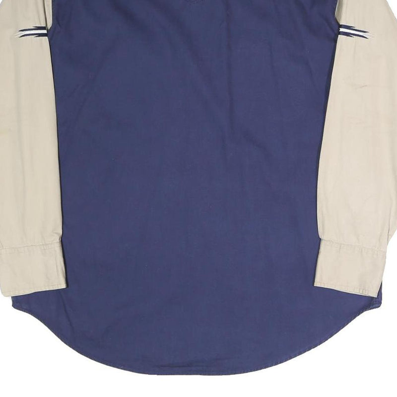 EXPRESS RIDER Mens Beige & Blue Western Shirt L Cotton Blend Casual Button-Up