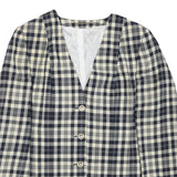 Womens Black & Cream Check Button Jacket L Wool Blend Classic