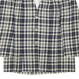 Womens Black & Cream Check Button Jacket L Wool Blend Classic