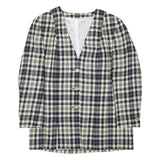 Womens Black & Cream Check Button Jacket L Wool Blend Classic
