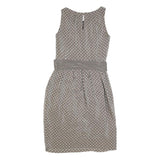 LIL Womens Grey & White Silk Polka Dot Sleeveless Day Dress Size S Belted