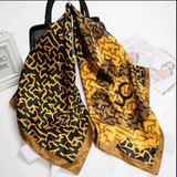 Anyyou Fashion Premium Satin Square Scarf – Gold Black Silk-Feel Neckwrap for Women