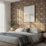 Anyhouz 10pcs Vinyl Wall Tiles – Brown Floral Sun Pattern Marble Design, Waterproof