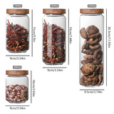 Anygleam Condiments Container 4Pcs Glass Jar Storage With Airtight Wooden Lids Canister