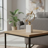 ANYHOUZ Modern Creative Glass Globe Tabletop Decor – Modern Metal Art Ornament for Living Room Display & Home Crafts