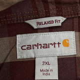 Carhartt Checked Shirt - 2XL Burgundy Cotton