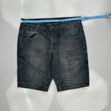 Unbranded Double Knee Denim Shorts - 38W 12L Dark Wash Denim
