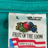 Fruit Of The Loom Single Stitch T-Shirt - Large Green Cotton