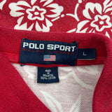Polo Sport Floral Polo Shirt - Large Red Cotton