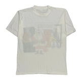 Single Stitch Santa Funny Dolphin Christmas T-Shirt - Small White Cotton