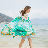 Anyyou 100% Mulberry Silk Vivid Green Long Scarf for Women Luxury Beach Shawl Swimwear Cover-Up Pashmina Wrap Foulard