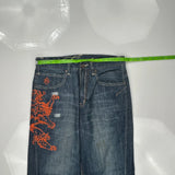 Spade And Lion Embroidery Eight Jeans - 34W 33L Blue Cotton