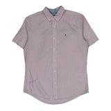 Tommy Hilfiger Striped Short Sleeve Shirt - Medium Pink Cotton
