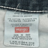 Wrangler Carpenter Jeans - 36W 30L Blue Cotton Blend
