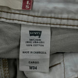 Levis Cargo Shorts - 34W 11L Khaki Cotton