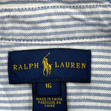 Age 12 Ralph Lauren Striped Shirt - Medium Blue Cotton