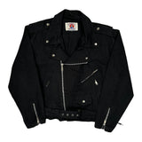 100% Smooth Camel Leather Jacket - Large Black Cotton