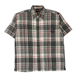 Dickies Checked Short Sleeve Shirt - Large Gray Cotton Blend
