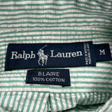 Blaire Ralph Lauren Striped Short Sleeve Shirt - Medium Green Cotton