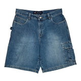Faded Glory Cargo Carpenter Shorts - 35W 9L Blue Cotton