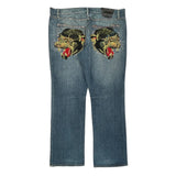 Ed Hardy Graphic Jeans - 40W 32L Blue Cotton