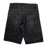 Avirex Wide Leg Graphic Denim Shorts - 34W 11L Gray Denim