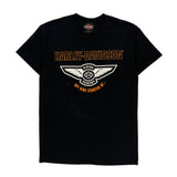 Riding Academy Harley Davidson Graphic T-Shirt - Medium Black Cotton Blend