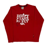 Football Nike Graphic Long Sleeve T-Shirt - Large Red Cotton