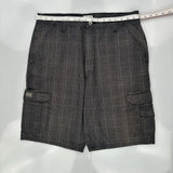 Wrangler Checked Cargo Shorts - 36W 10L Gray Cotton