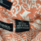 Lord & Taylor Floral Short Sleeve Shirt - XL Orange Silk