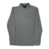 Tommy Hilfiger Long Sleeve Polo Shirt - Medium Gray Cotton