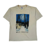 Single Stitch Wild Earth Hanes Graphic T-Shirt - Large Blue Cotton