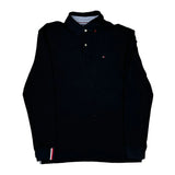 Tommy Hilfiger Long Sleeve Polo Shirt - Large Black Cotton