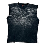 Eagle And American Flag Graphic Harley Davidson Graphic T-Shirt - XL Black Cotton