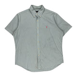 Ralph Lauren Striped Short Sleeve Shirt - Large Blue Cotton