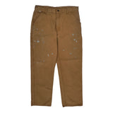Frb229 Brn Carhartt Carpenter Trousers - 38W 32L Brown Cotton