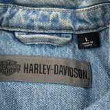 Milwaukee Metal Harley Davidson Graphic Denim Vest - Large Blue Denim
