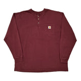Carhartt Long Sleeve T-Shirt - 2XL Burgundy Cotton