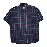 Tommy Hilfiger Checked Short Sleeve Shirt - Large Navy Cotton